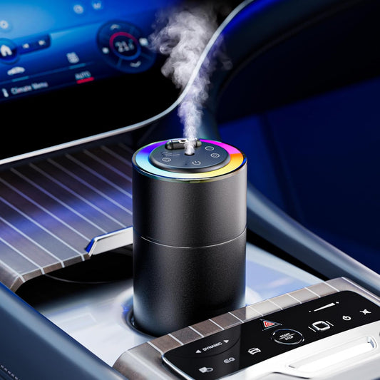 Smart Car Air Freshener Diffuser - 160ml Lasts Up to 6 Months, Spill-Proof Motion Auto On/Off, 3 Adjustable Mist Modes, Star Lights & Sound-Sync RGB - Car Accessories Gifts for Men (Cologne)