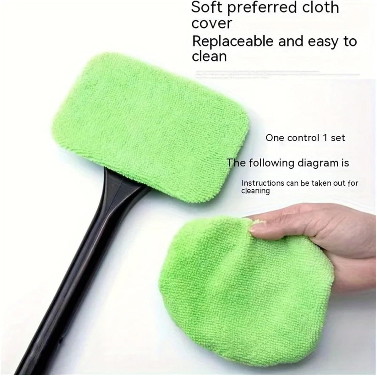 Car Front Windshield Defogging Brush Dust Removal Car Cleaning Tool Long Handle Household Glass Clean Brushes(Dark blue)