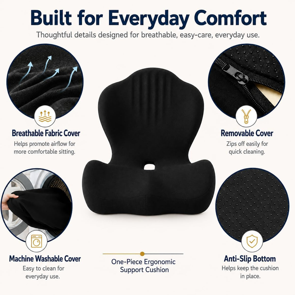 Ergonomic Seat Cushion for Office Chair with Lumbar Support