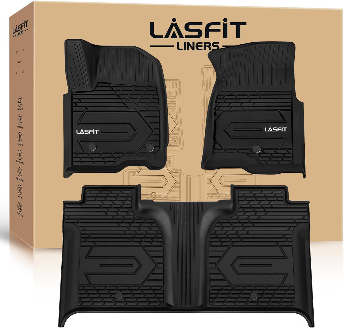 LASFIT Floor Mats for Chevy Silverado/GMC Sierra 1500 2019-2026