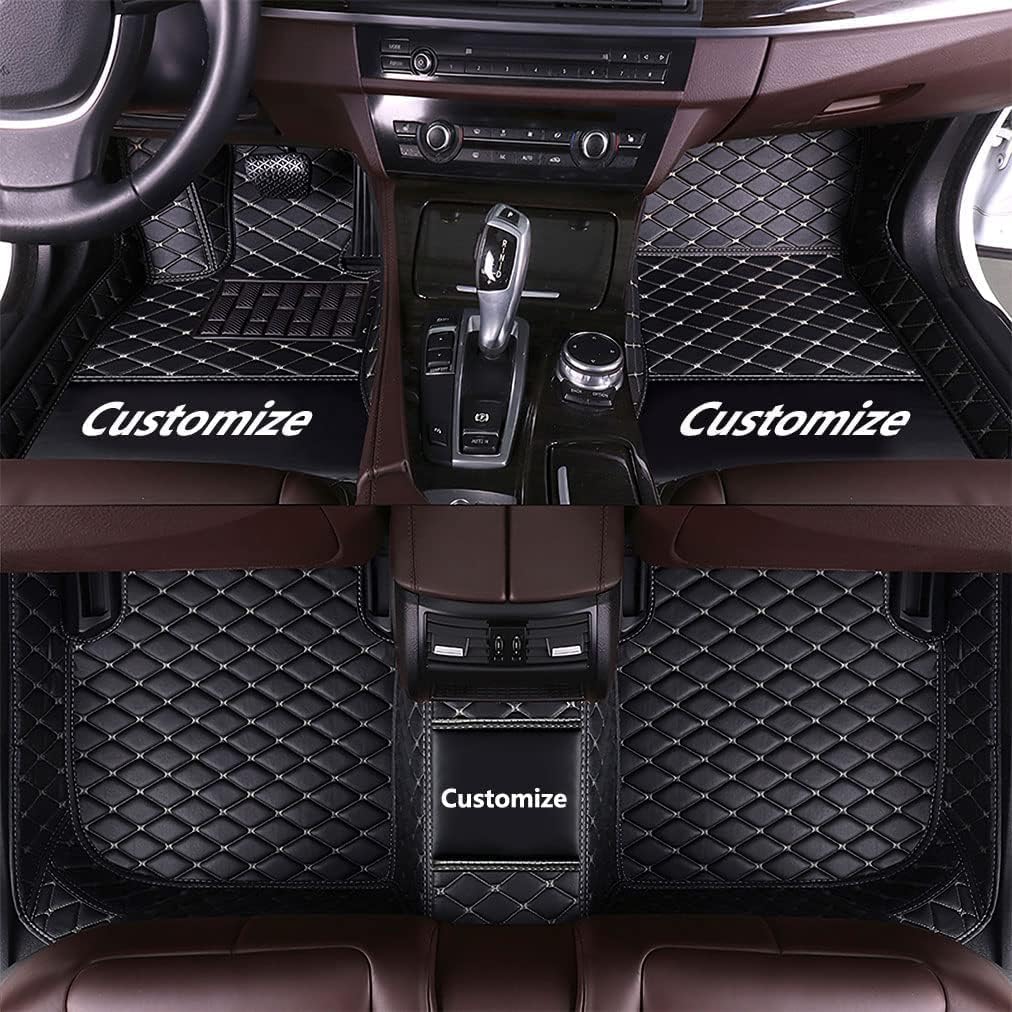 Custom Fit Car Floor Mats - Full Coverage Automotive Leather Floor Liners for Most Vehicles by MingyunSM (Black & Red)