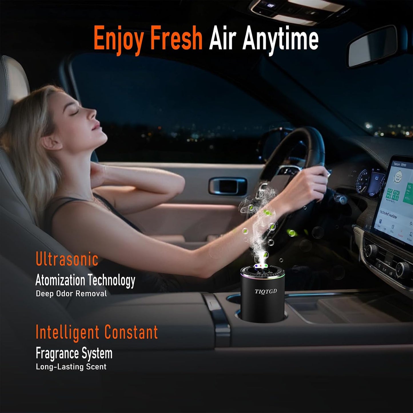 Smart Car Air Freshener, Car Air Freshener Diffuser with Three Color Starry Sky Projection, Auto On/Off Aroma Diffuser, 3 Adjustable Mist Modes Rechargeable Aromatizante para Carro, Cologne