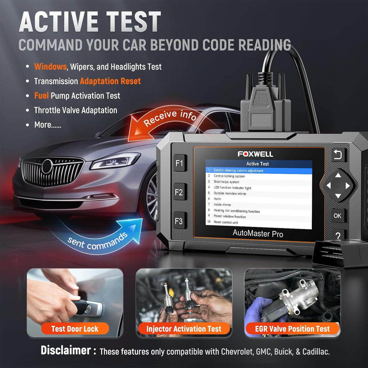 FOXWELL NT510 Pro fit for GM, 2-in-1 OBD2 Scanner & 12V Battery Tester