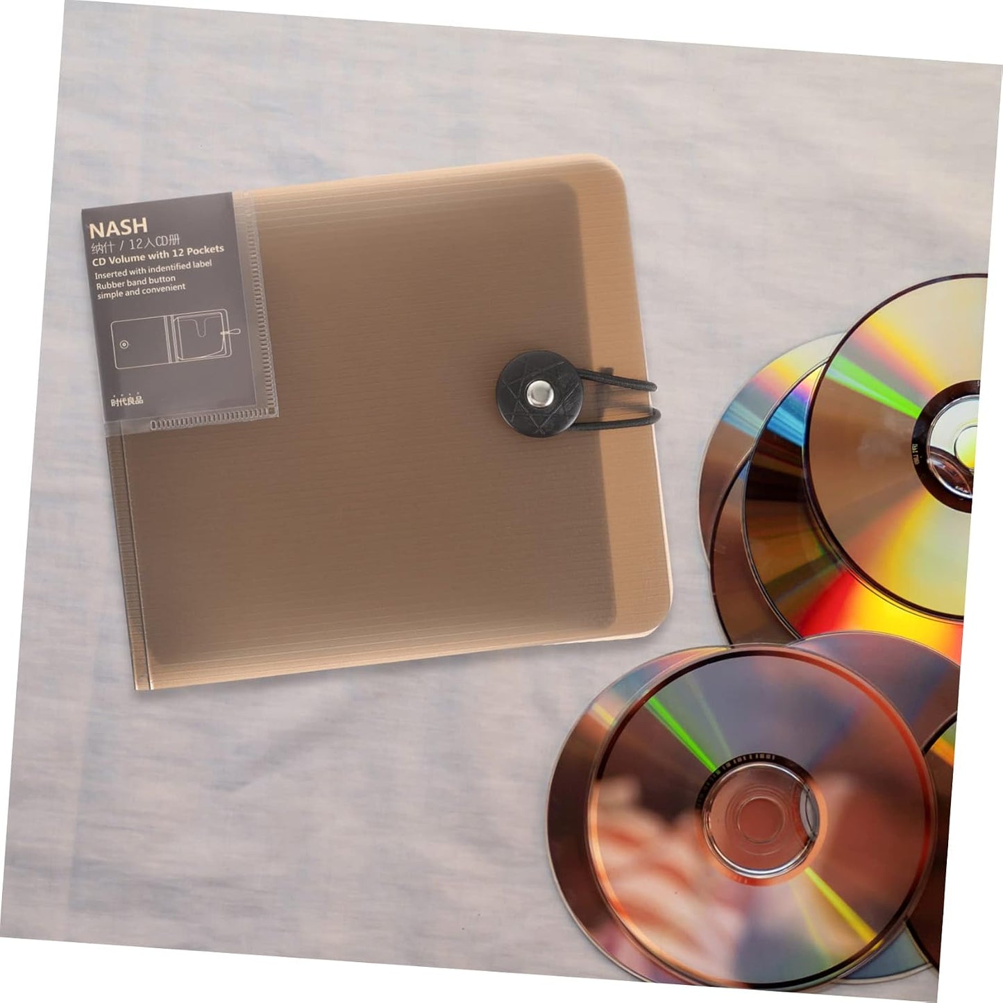 Cd Dvd Storage Binder 2 Pack 12-Slot Cd Holder Case with Soft Interior Buckle Rope Closure Portable Disc Organizer Wallet for Travel Car Console 6.18 X 5.51 X 1.57 in