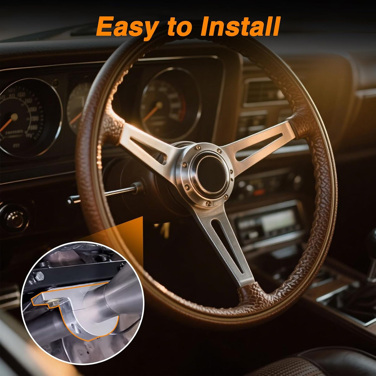 2" Universal Steering Column Keyed No Drop Mount, Aluminum Alloy 2" Steering Column Underdash Mounts River Clamp for Most Common 2" Diameter Column Compatible with GM GMC Chevy Dodge Ford