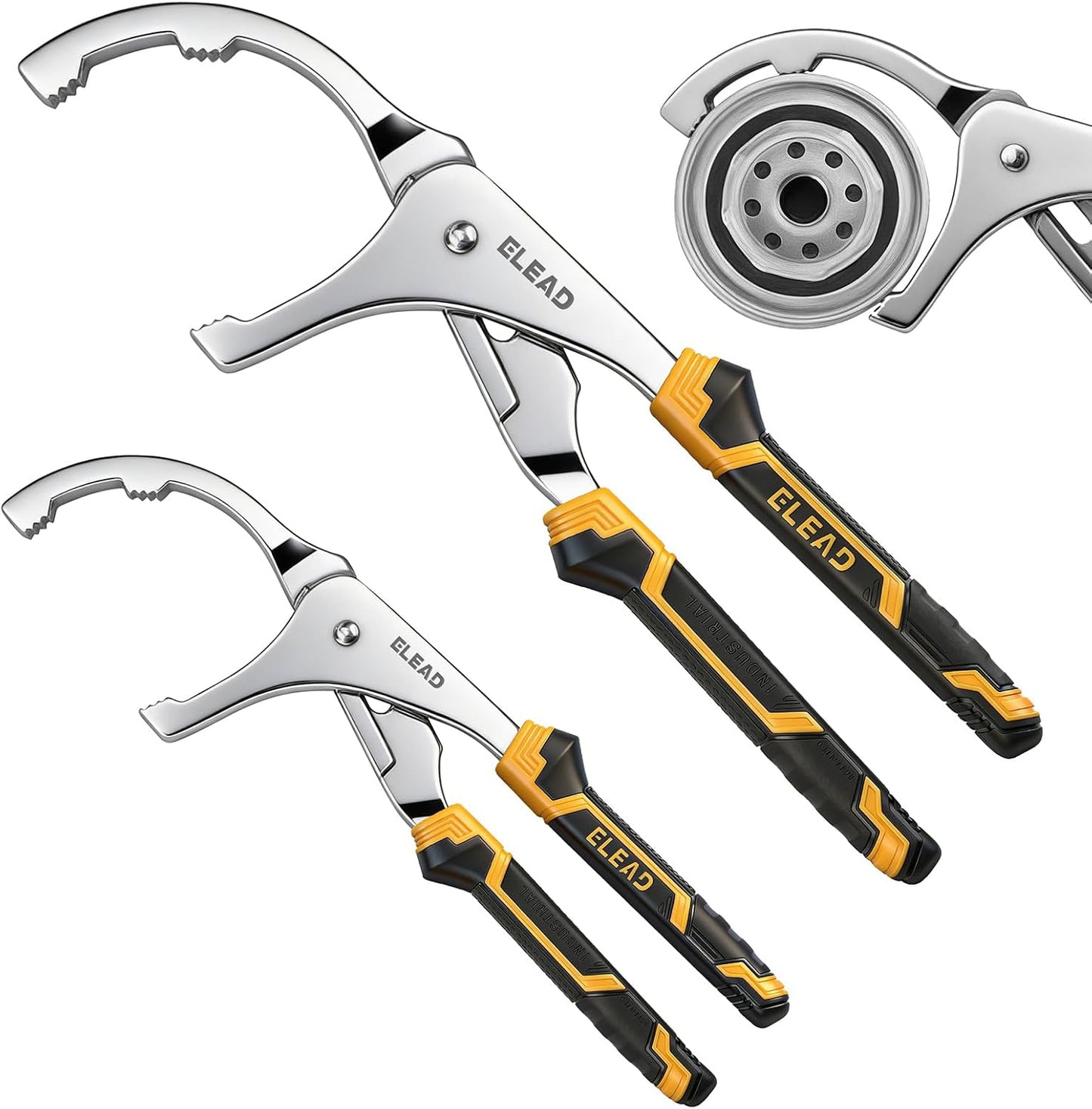 ELEAD Adjustable Oil Filter Wrench Set - 9" & 12" Pliers for Cars, Trucks, Motorcycles - Durable Carbon Steel, Ergonomic Grip, Easy Access Design