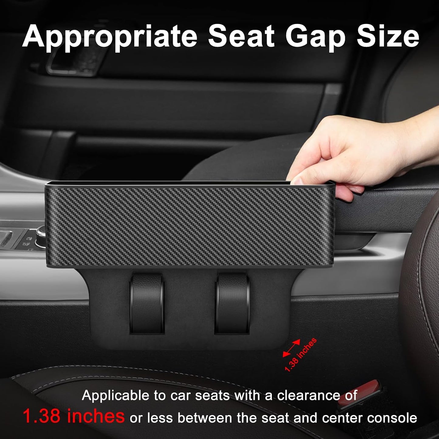 jiaji Car Seat Gap Filler, Multifunctional Car Seat Gap Filler Organizer, 2 Pack Car Seat Organizer for Storing Phones, Keys, Cards, Data Cables, Universal Fit Car SUV Truck