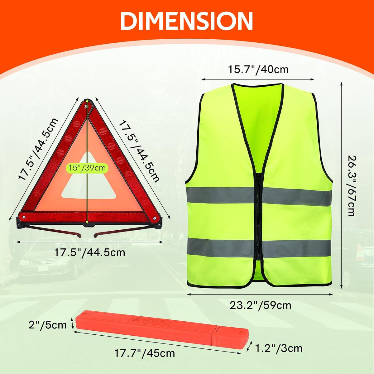 MYFULLY 2-Pack Emergency Warning Triangle with Reflective Safety Vest