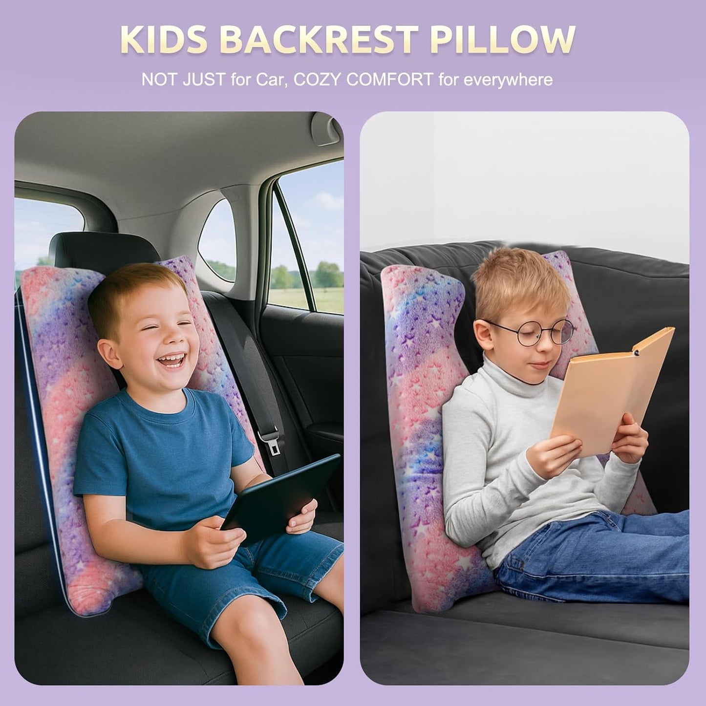 Car Pillow for Kids Travel Pillow with Adjustable Strap, Kids Floor Pillows Cushions for Adults and Children to Support Head and Body Road Trip Essentials(Multicolor)