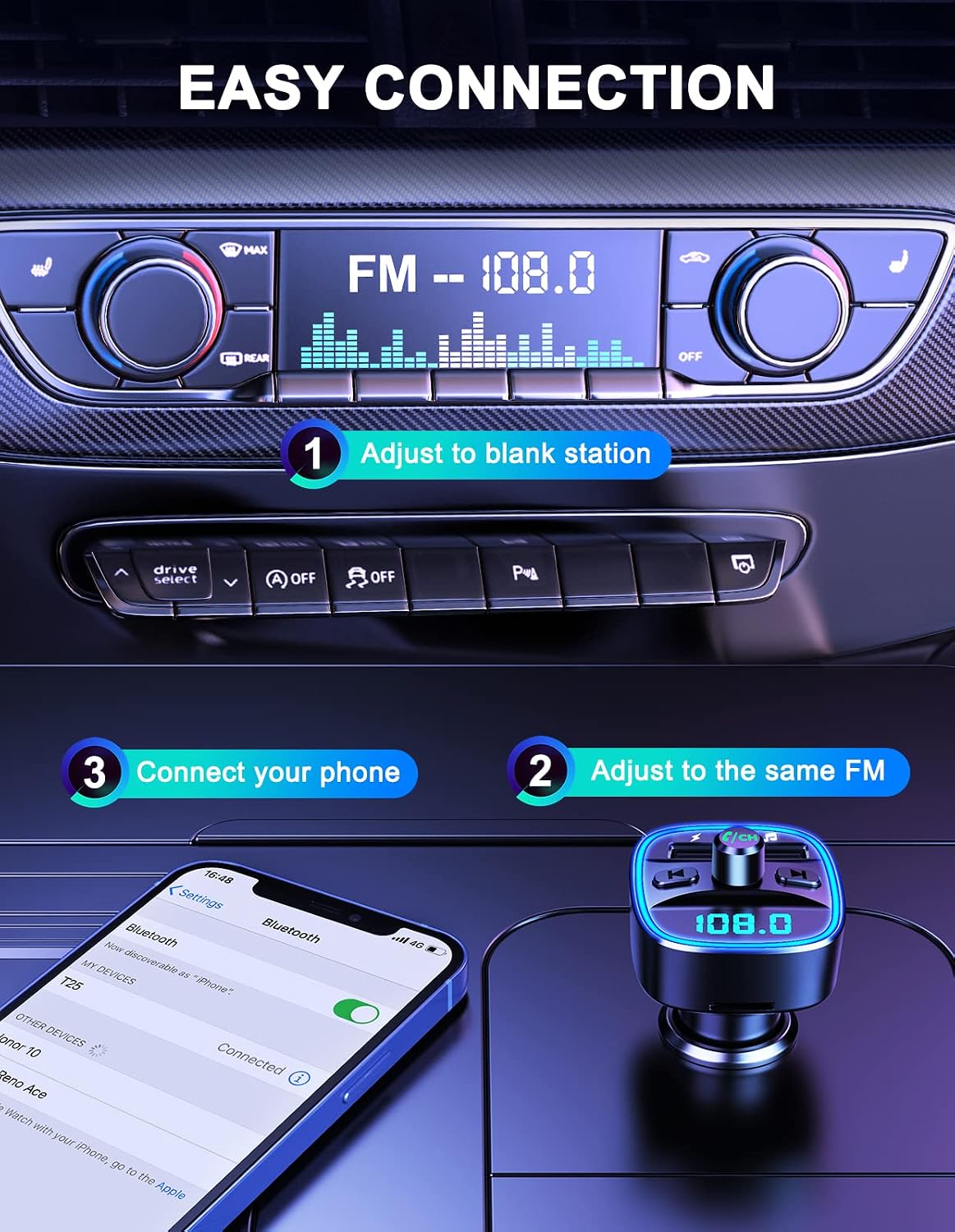 COMSOON FM Transmitter Bluetooth Car Adapter MP3 Player