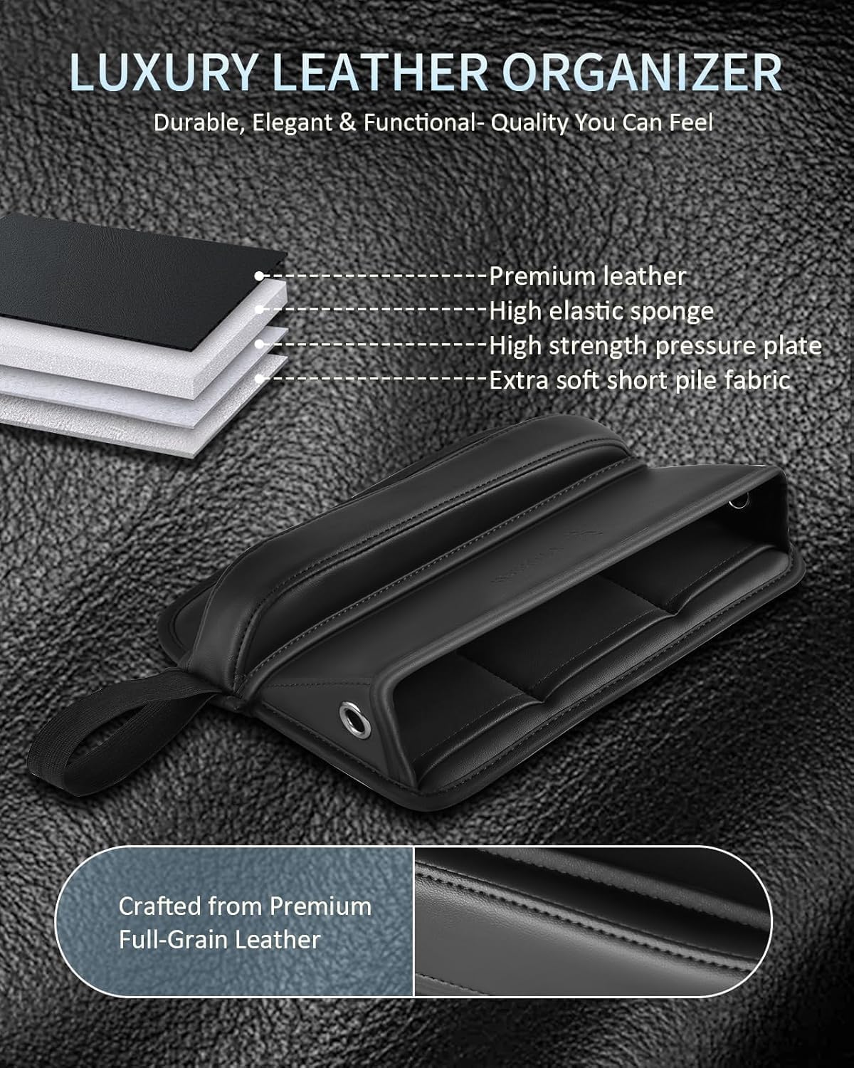 FLORICH Car Seat Gap Filler, Pro-Seats Gap Filler Organizer and Storages 2-in-1, Premium Leather Center Console Organizer, Car Organizer Front Seat Universal Fit for Car SUV Truck