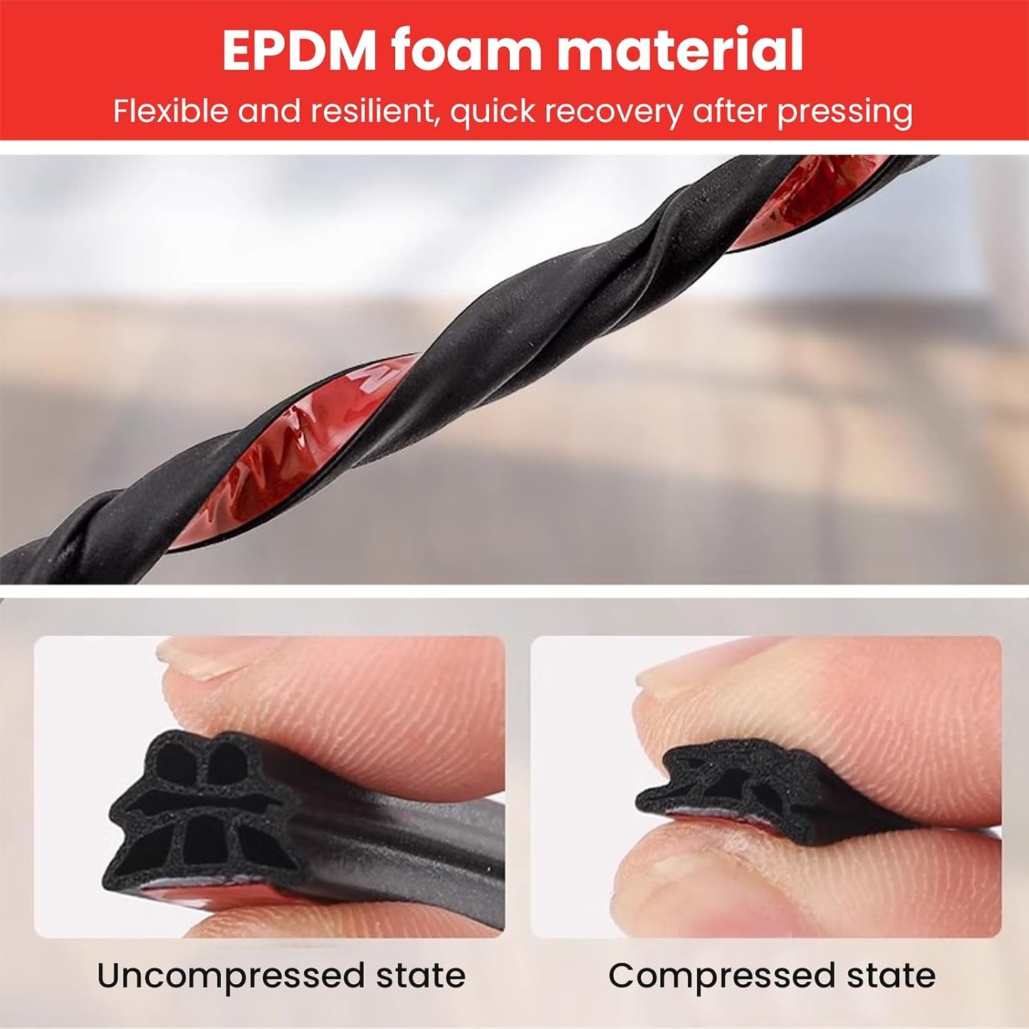 Car Door Rubber Seal Strip Automotive Weather Stripping Double Layer Auto Weatherstrip Universal Self Adhesive Soundproof Sealing Strip for Cars Truck Rv Pickup(32.8FT)