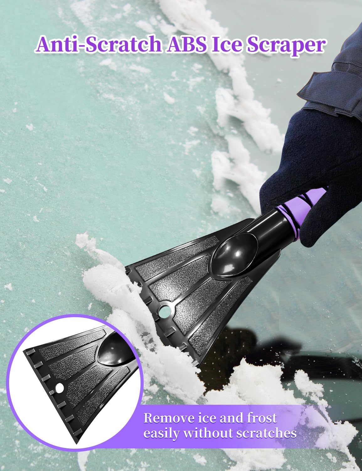 HEEYA 42.2 Inch Ice Scraper and Brush for Car, Snow Brush and Ice Scraper for Windshield Window, Car Snow Scraper with Foam Grip for SUV Truck Vehicle - Purple