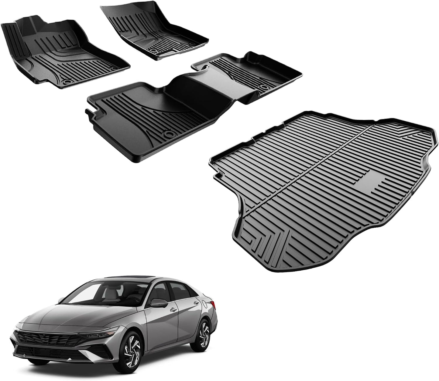 Floor Mats Fit for Hyundai Elantra Gas 2021-2026 Elantra N Cargo Liner | Not for Hybrid. Custom Fit Floor Liners. All-weather Protection. Waterproof. Easy to Clean. Heavy Duty