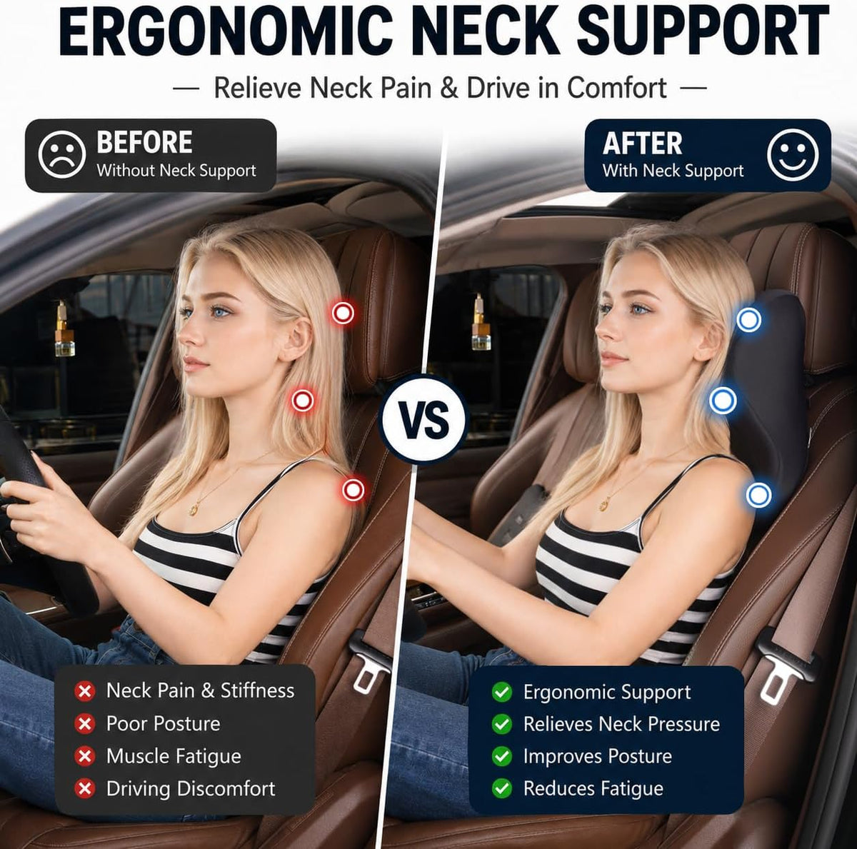 2PCS Car Headrest, Memory Foam Car Neck Pillow for Car Truck SUV RV