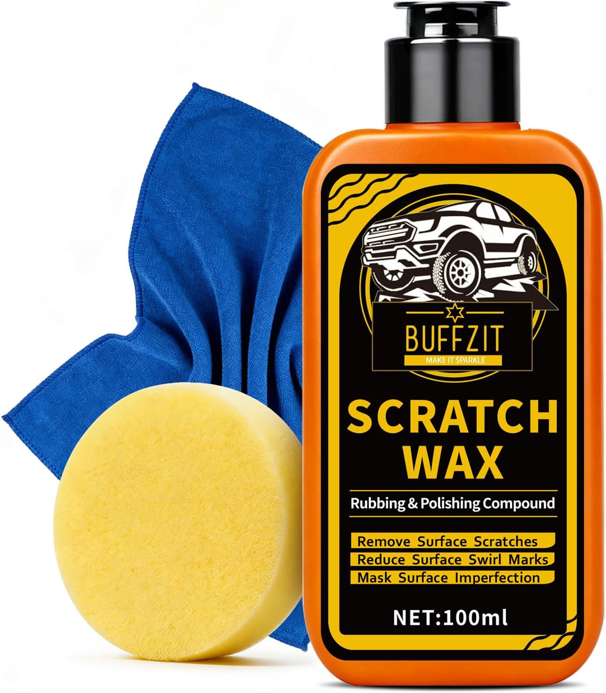 Car Scratch Remover for Vehicles, Scratch Repair Wax, Rubbing & Polishing Compound, Easily Removes Surface Scratches, Effectively Reduces Swirl Marks for Cars and Other Vehicles, 3.4oz/100ml