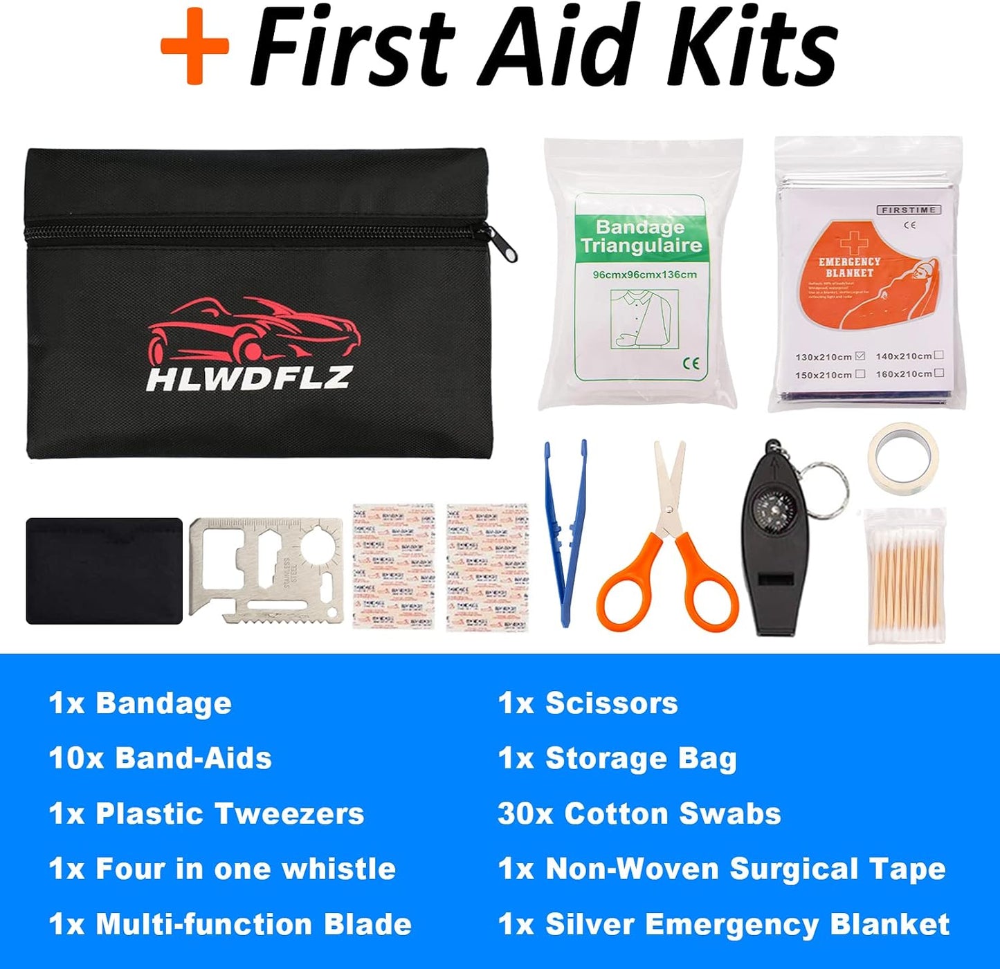 Car Emergency Kit with 2000A Car Battery Jump Starter- Car Roadside Emergency Kit, First Aid Kit, Tow Rope, Emergency Car Kit, Roadside Safety Tool Kit for Women, Men