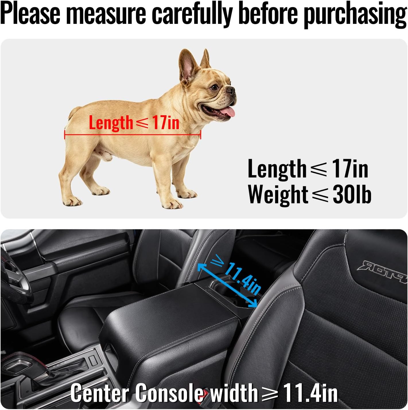 Center Console Dog Car Seat,Dog Car Seats for Small Dogs with Soft Mattress,Pet Puppy Cars Seat (Black, Medium)