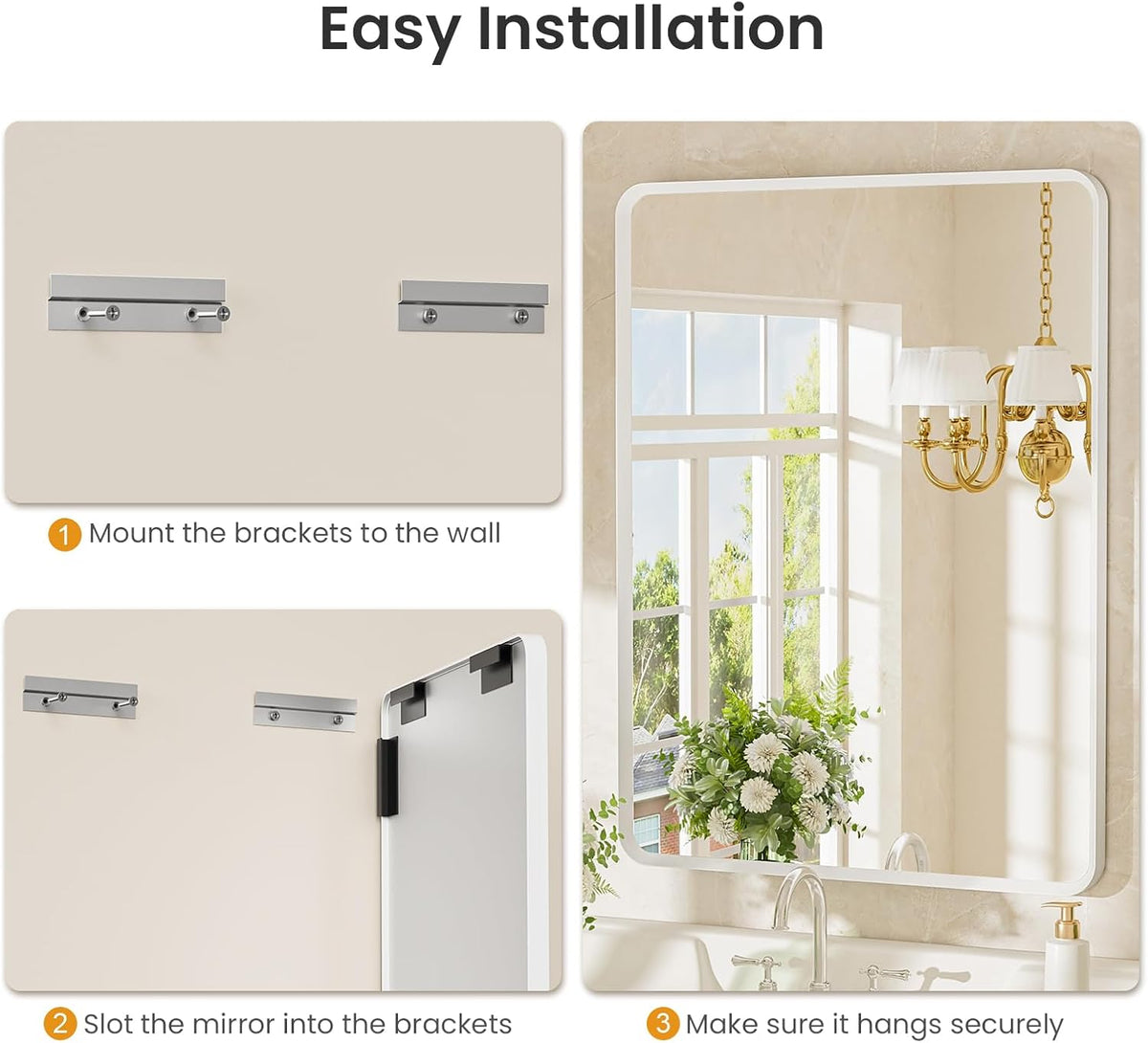 22x30 inch White Bathroom Mirror, Vanity Mirrors for Bathroom