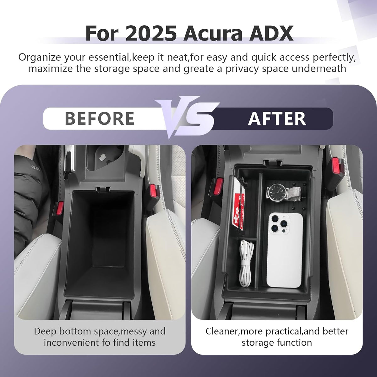 LUWU 2025 2026 A cura ADX Center Console Organizer for 2025 2026 A cura ADX Accessories Armrest Console Storage Box Insert Tray ABS Material Black