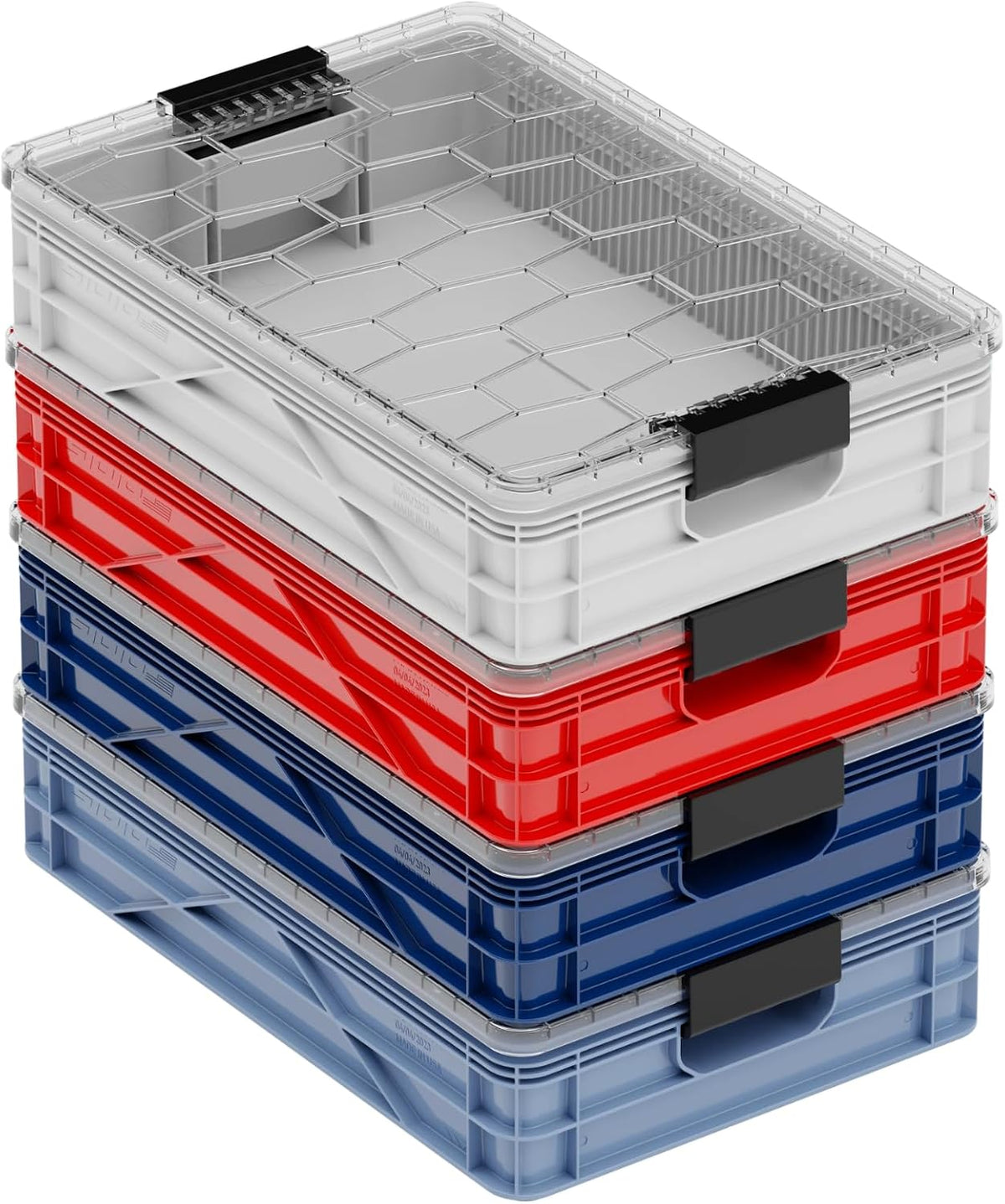 SIDIO Quarter Crate 4-Pack Stackable Storage Bins, Racing Pack
