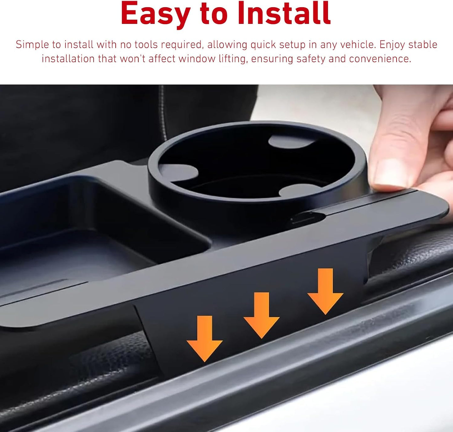 Car Window Storage Organizer, Vehicle Door Side Hanging Storage Box with Cup Holder & Phone Mount, Clip-on Car Door Edge Storage Box for Cell Phone, Wallet, Keys, Sunglasses (Style 1)