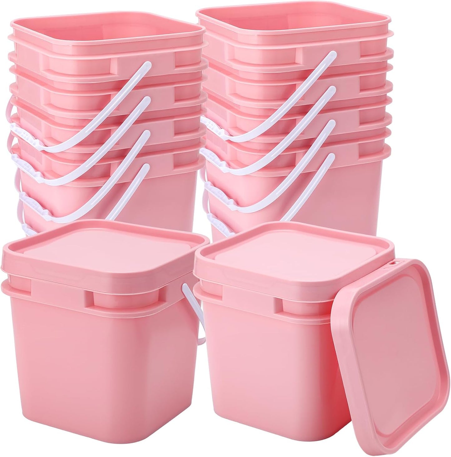 Suzile 2.2 Gallon White Food Grade Bucket with Lid Square Plastic Bucket 10L Utility Industrial Pail with Handle Container for Food Oil Tub Water Fishing Paint House Cleaning Car Washing