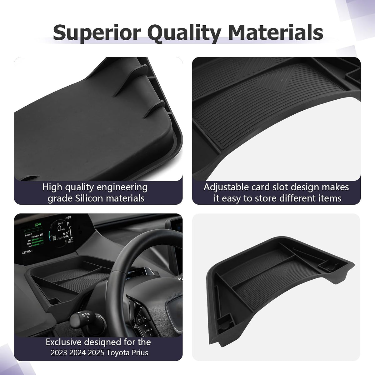 LUWU 2026 2027 Prius Dashboard Storage Tray Compatible with 2023 2024 2025 2026 2027 Prius Accessories Behind Screen Organizer Prius 2026 Accessories Center Console Box Dash Tray (Silicone)