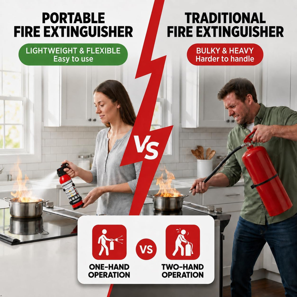 Small Fire Extinguisher for Home & Car – (6Pack, 1.32lb Each) Portable Dry Chemical Fire Extinguishing Spray | For Kitchen Grease, Electrical, Vehicle & Garage Fires, Easy to Use