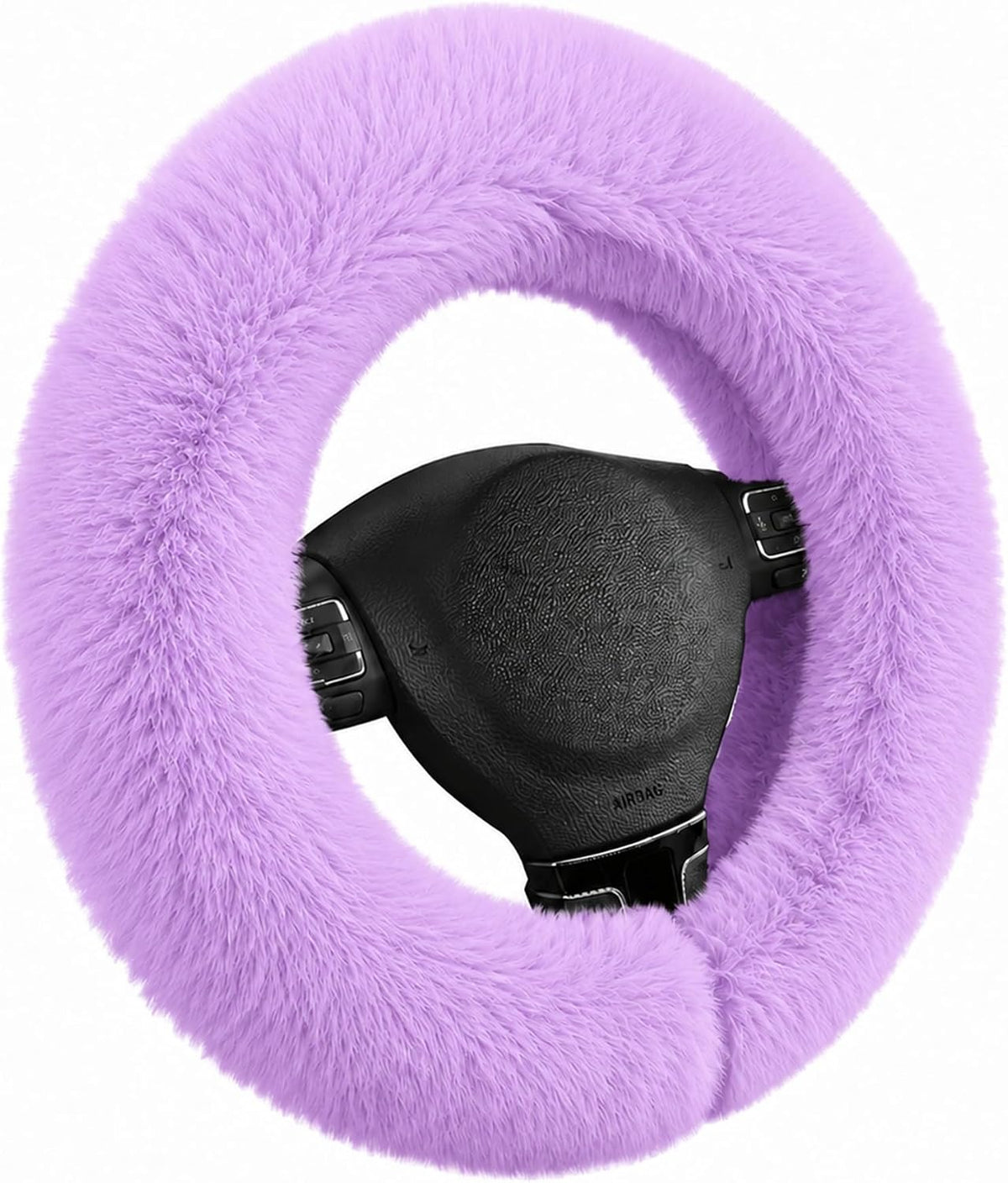 Road Comforts Steering Wheel Cover, Fluffy Car Wheel Covers for Women/Girls/Ladies，Soft Wool Fur Steering Wheel Protector, Universal 14 1/2 inches to 15 inches - Purple