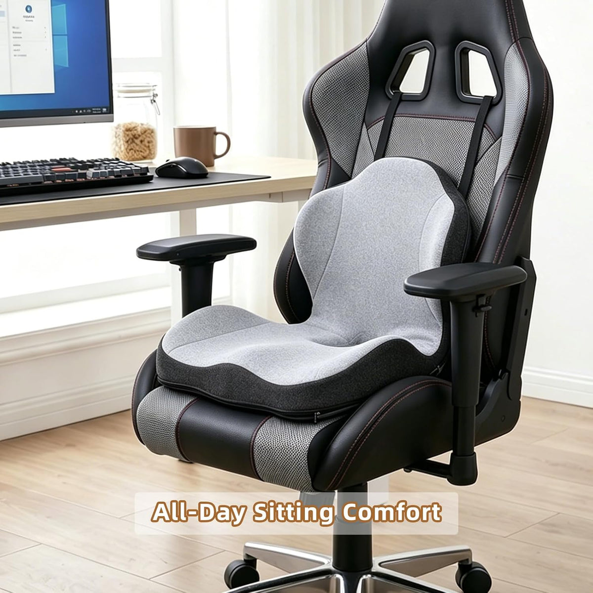 Dual-Layer Memory Foam Car Seat Cushions for Driving, with Lumbar Support