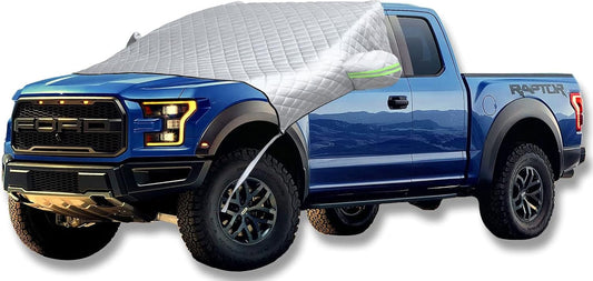 Winter Pickup Truck windscreen and Side Window Snow Cover, Large Size Thickened Protective Layer Frost Cover,Summer Sun Protection car Clothes，Magnet Car Cover Suitable for Most Cars
