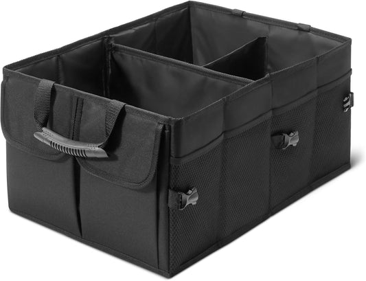 Amazon Basics Trunk Organizer for Car, Multi-Compartment Car Storage, Foldable, 13.5 Gallon, Black