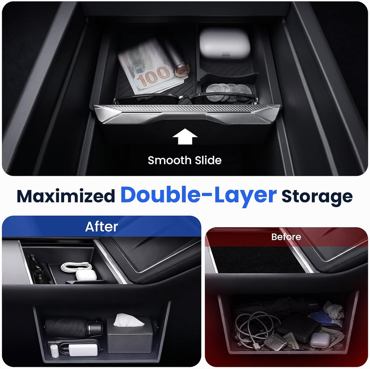 Tesla Model Y 8PCS Accessories Console Organizer 2025-2026 Juniper