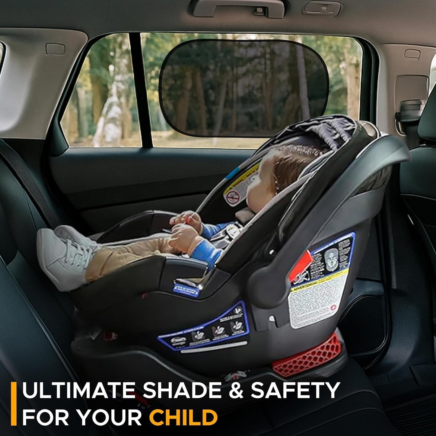 EcoNour Car Window Shades for Baby (4 Pack) | Protects Baby from Window Sun & Heat | Sun Shade Side Windows for Kids | Automotive Sun Protection from UV | Child Safety Accessories | Medium - 20"x12"