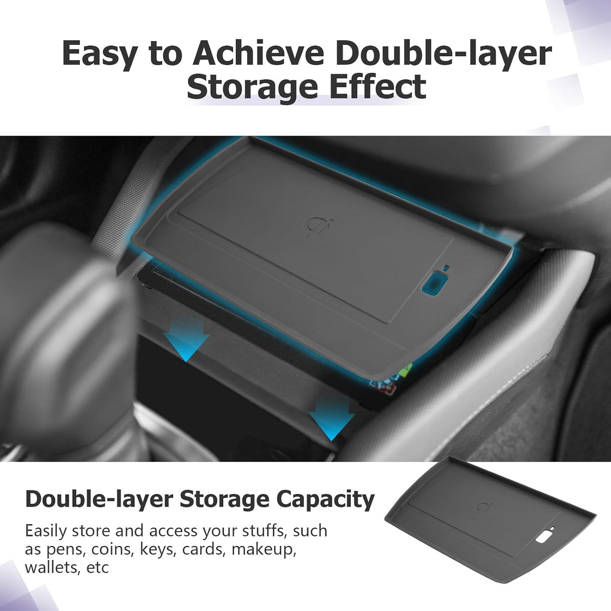 LUWU for 2025 Subaru Forester Accessories for 2025 Forester Wireless Charging Mat - Center Console Cup Holder - Armrest Console Storage Box 3-Pack (Not for 2026 Touring/Wilderness/Premium)