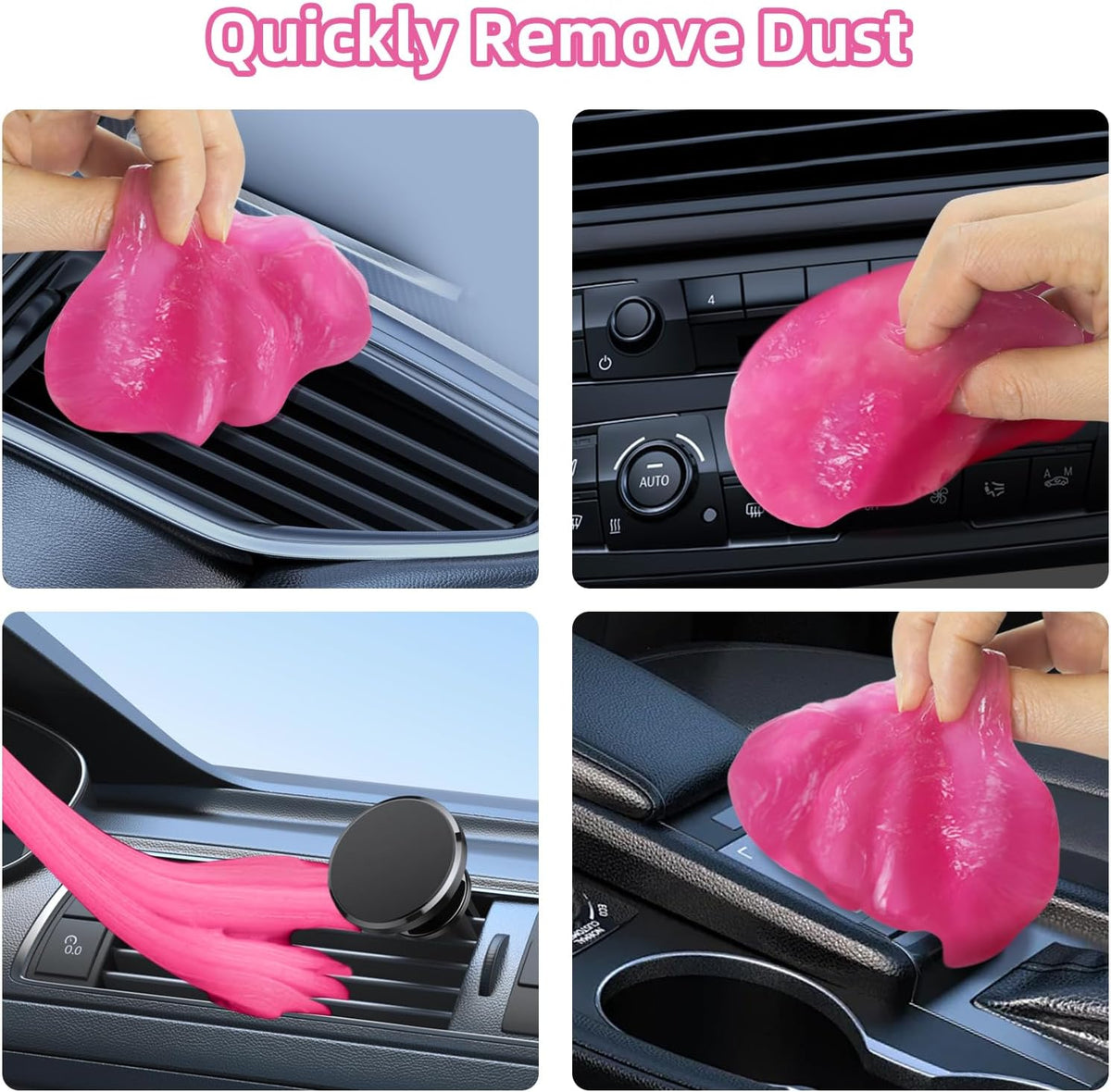 Gusil 8PCS Car Interior Detailing Kit, Dash Duster for Car Interior Detail Brush with Car Cleaning Gel Automotive Detailing Supplies Kit for Auto, Truck, SUV, RV - Car Gifts for Women