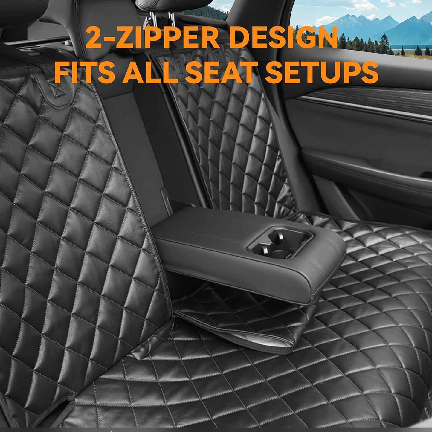 Dog Car Seat Cover for Back Seat, Waterproof Back Seat Covers for Dogs, PU Leather Nonslip Bench Dog Seat Cover Universal Fit Most Vehicles,SUVs,Small Trucks（Black,Standard）