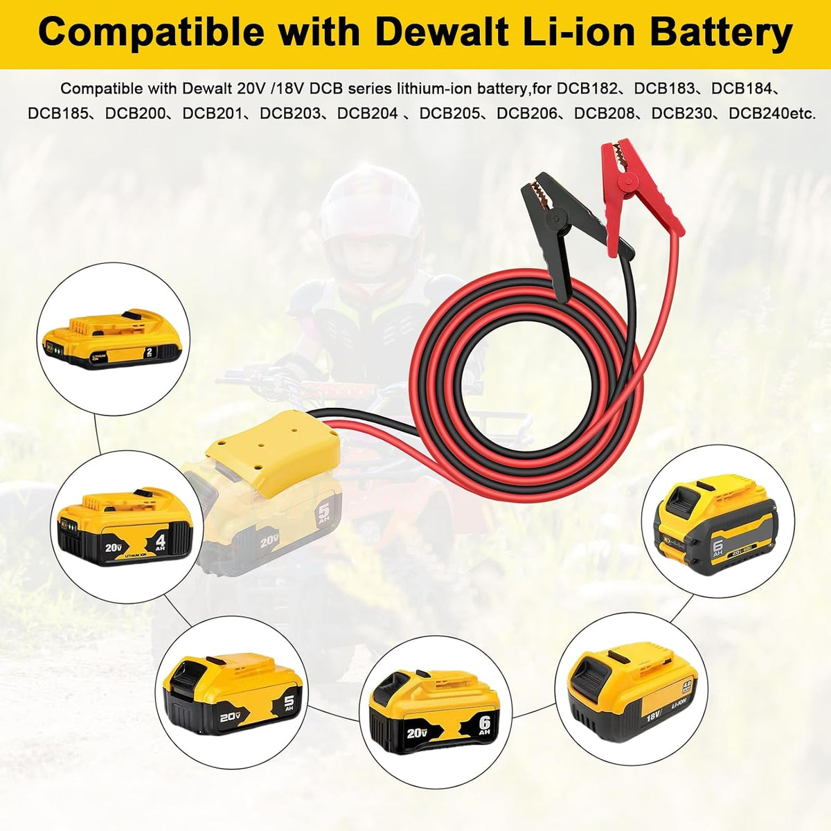 Jumper Cable Clamps for DeWalt Jump Starter, 3.28FT Cable