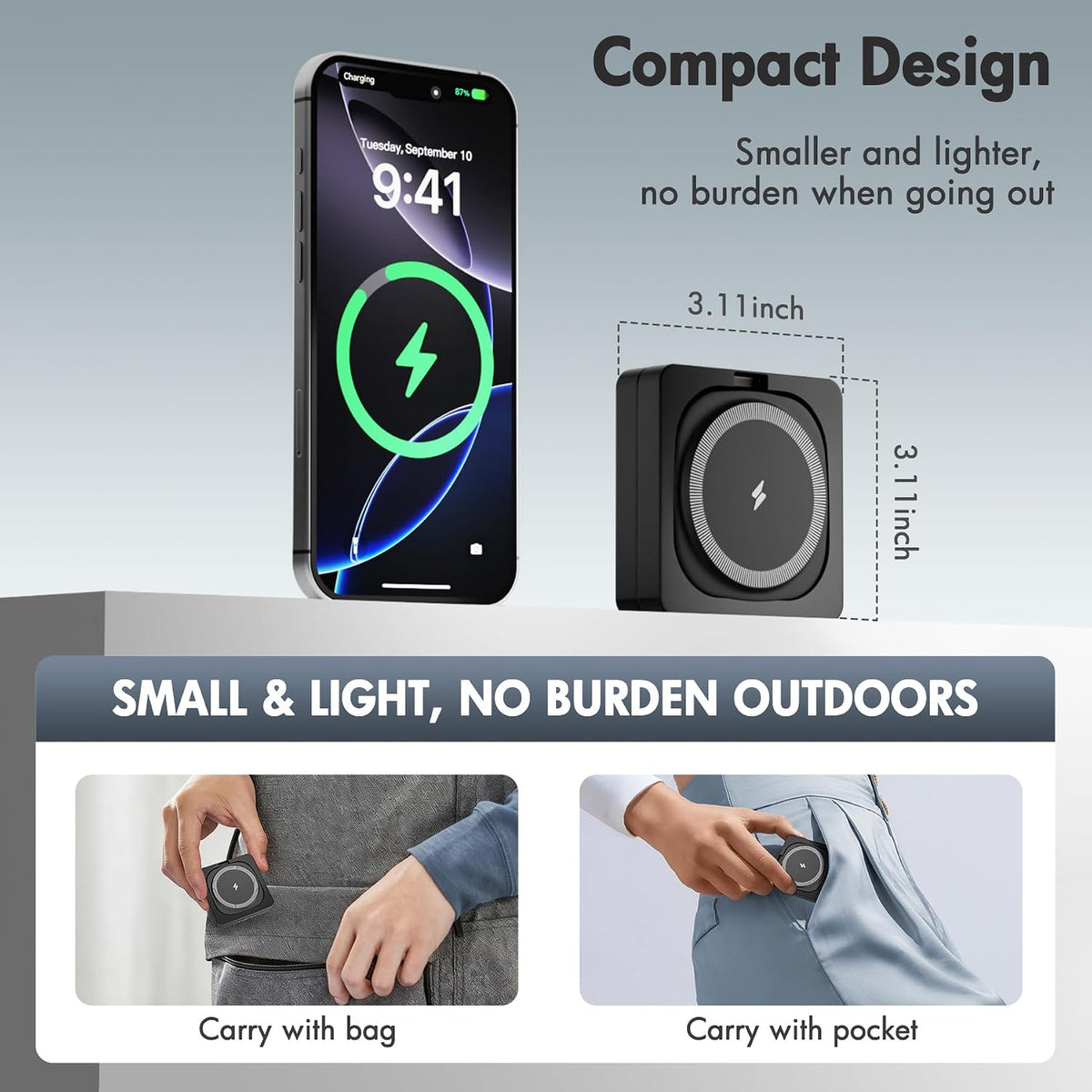 3-in-1 Foldable Magnetic Wireless Charger,15W Fast Charging Pad for Travel