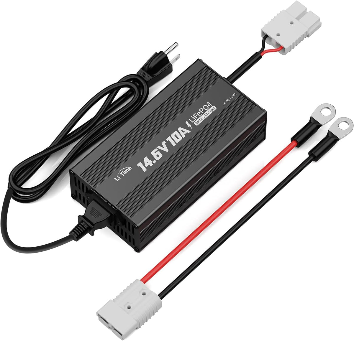 LiTime 12V 10A Lithium Battery Charger for 12.8V LiFePO4 Batteries, AC-DC
