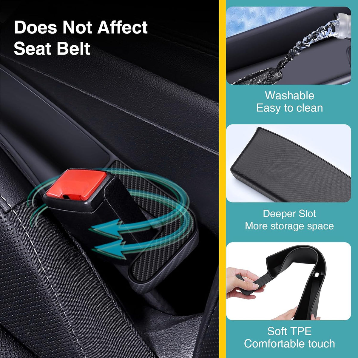 Car Seat Gap Filler Organizer, 2 Pack Front Seat Organizer - Universal Fit SUV Truck Console Side Storage Box for Holding Phone, Glasses, Car Interior Accessories
