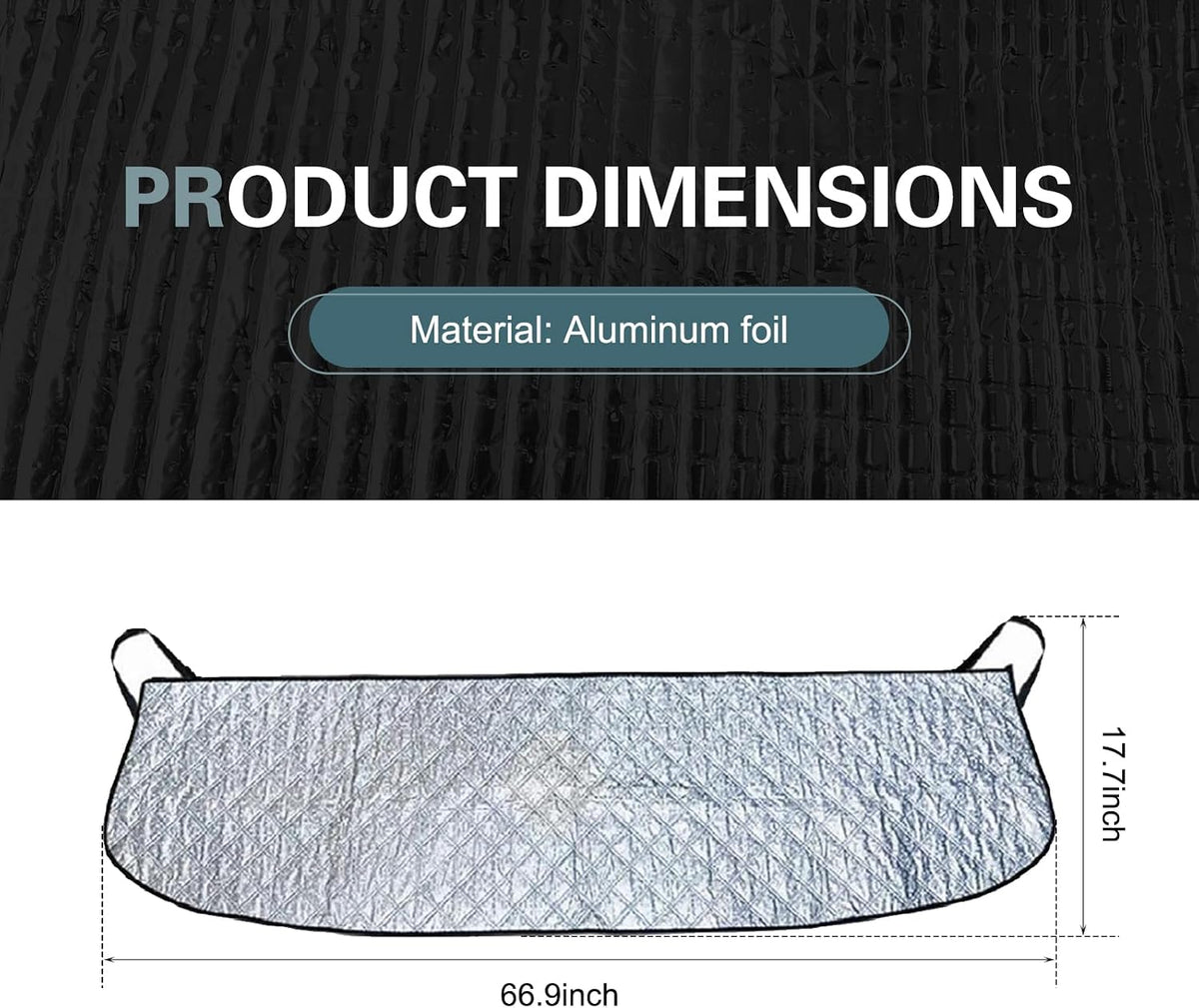 Car Front Windshield Rain Trough Protection Cover, 66.9" x 17.7" Multifunctional Windshield Cover, Sunscreen/Snow Protection/Leaf Protection, Four-Season Universal Protective Covers(Silver)