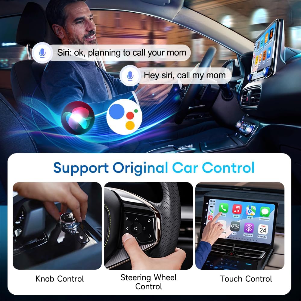 Carlinkit 5.0 Android Auto & Wireless CarPlay Adapter,Plug & Plug, Two Channel Connection, Online Update,for Cars with OEM Android Auto & Wired CarPlay (2016-2026), 10s Auto-Connect