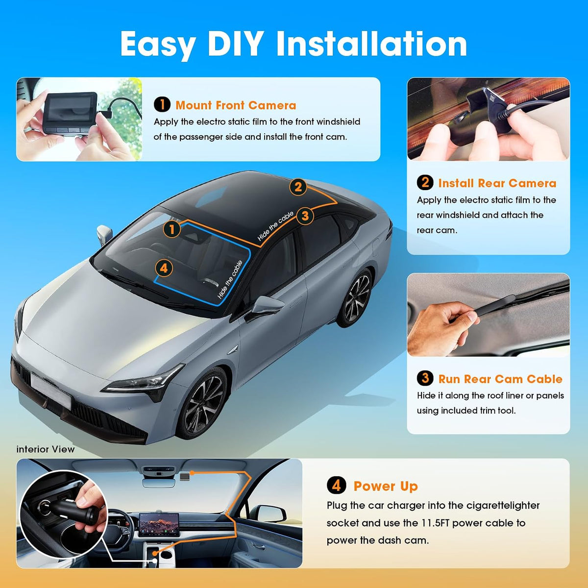 DDPAI Z60 4K+1080P Dual Dash Cam, G-Sensor, 32GB eMMC+64GB Card
