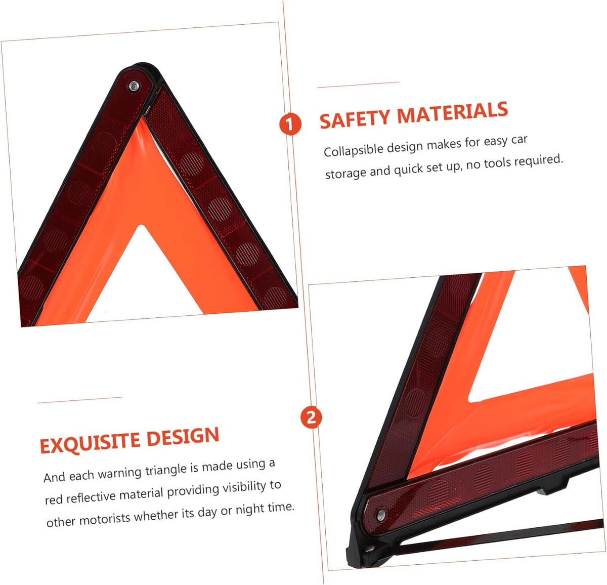ULTECHNOVO 3 Pcs Reflective Triangle Road Safety Warning Signs for Car