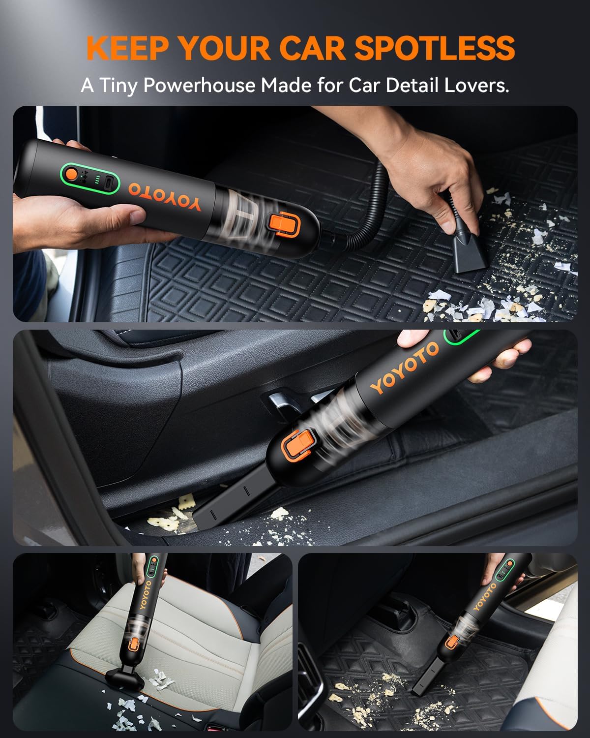 Car Vacuum Rechargeable 21000Pa Powerful Suction Handheld Vacuum Cordless