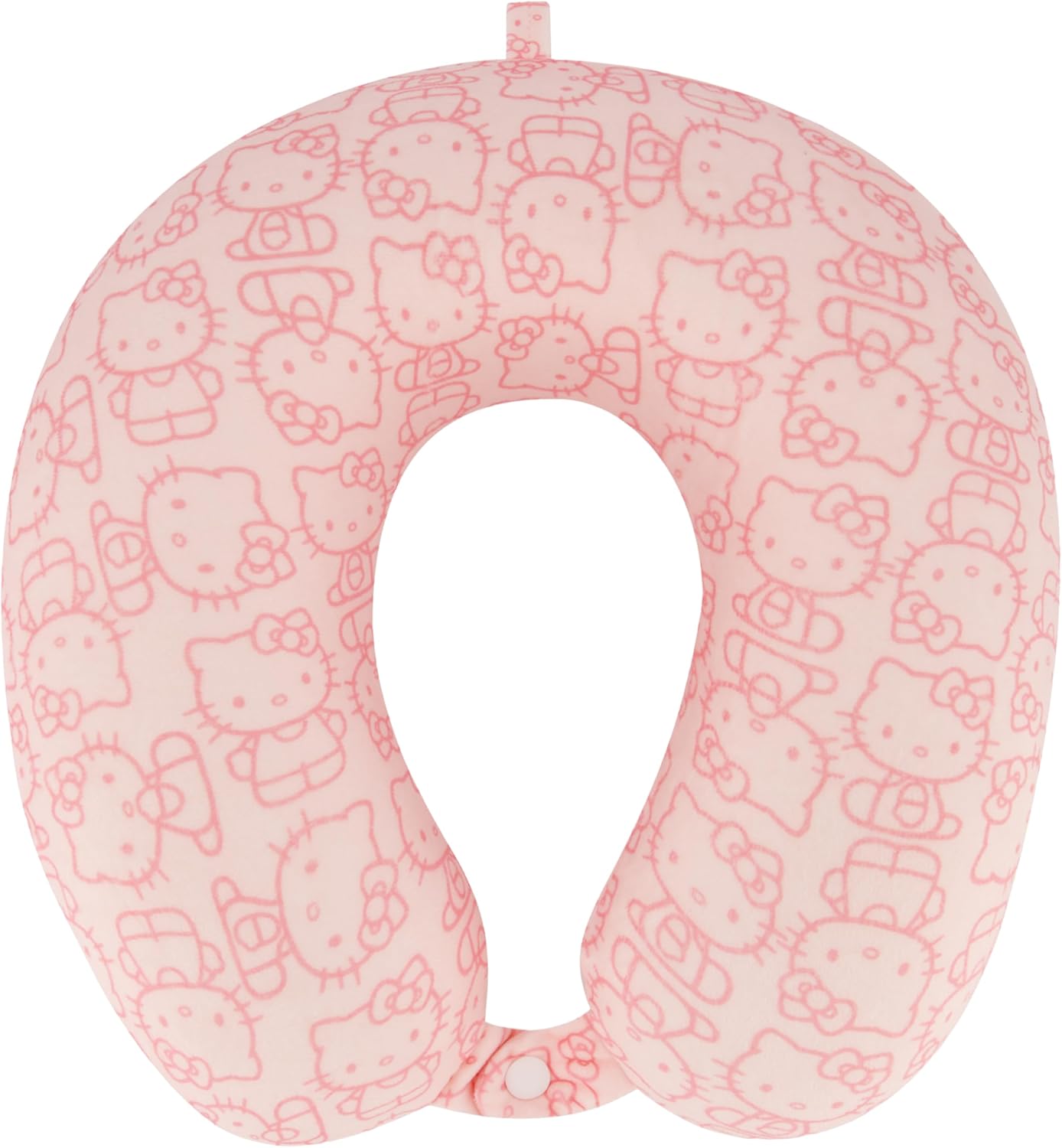FUL Hello Kitty Neck Pillow, All Over Print Memory Foam Travel Accessories for Airplane, Car and Office, Comfortable and Breathable, Pink