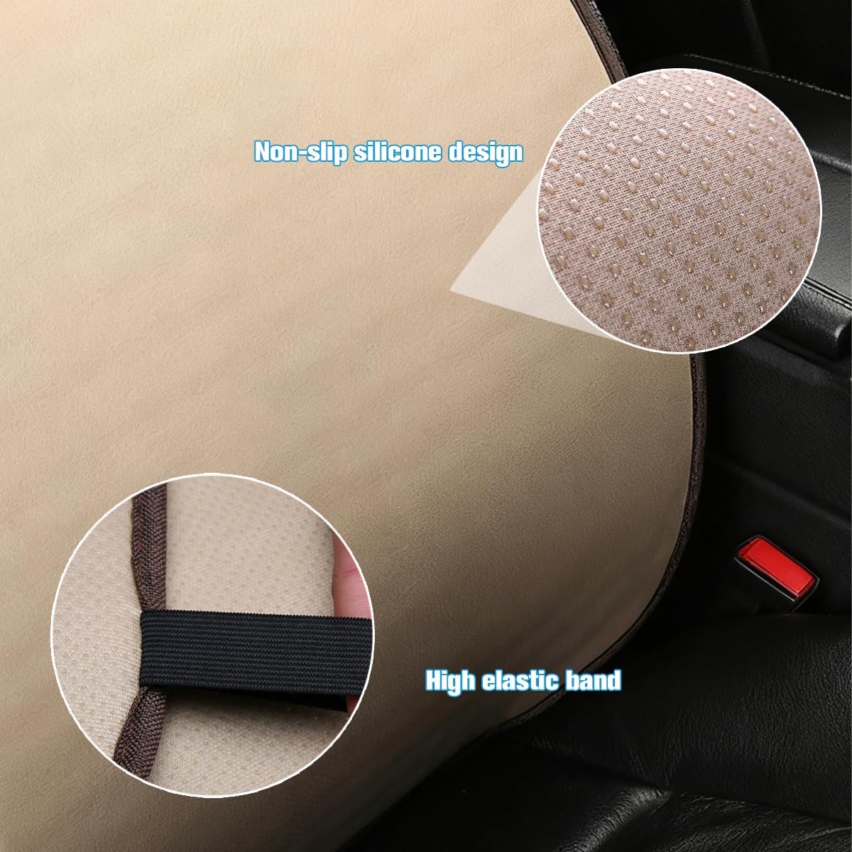 Car Back Seat Cover, Linen Breathable Vehicle Rear Bottom Bench Seat Protector with Storage Pocket, Anti-Slip Comfortable Long Automotive Rear Chair Cover, Universal for Vehicles (Gray)