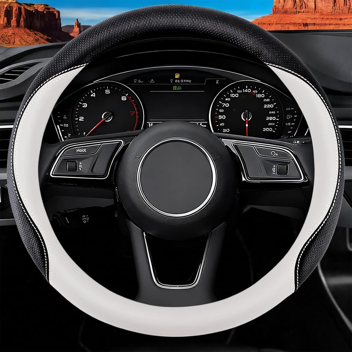 Car Steering Wheel Cover, Non-Slip Leather Protector